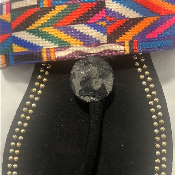 Versace Black Sandals with Multicolor Strap - Picture 3 of 7